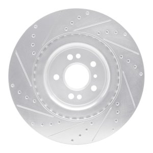 Mercedes-Benz GL350 Brake Rotor (1) - Front Right - R1 Concepts - Drilled & Slotted - Silver - `13-`19